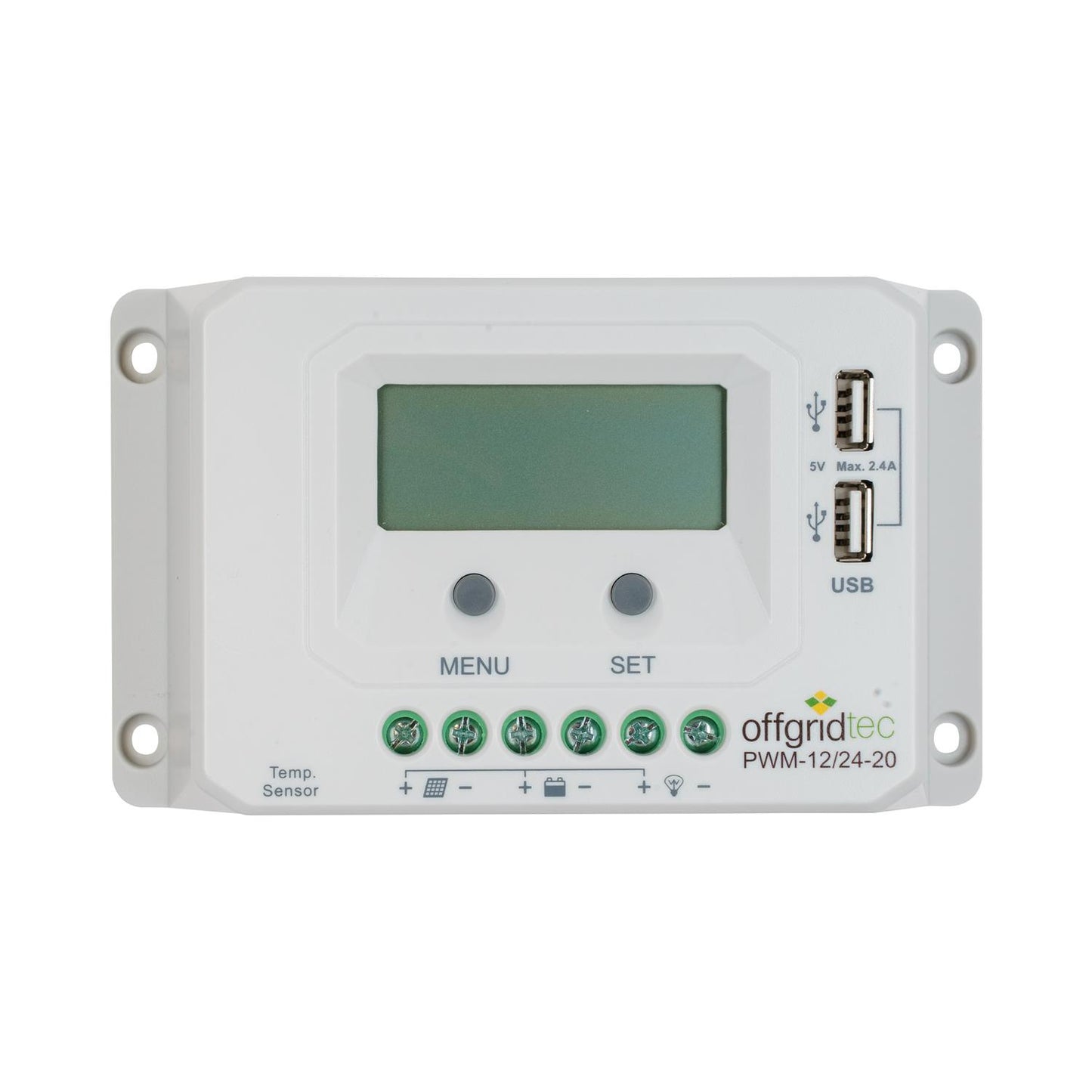 Contrôleur de charge solaire Offgridtec PWM 12V 24V 20A avec écran LCD et ports USB