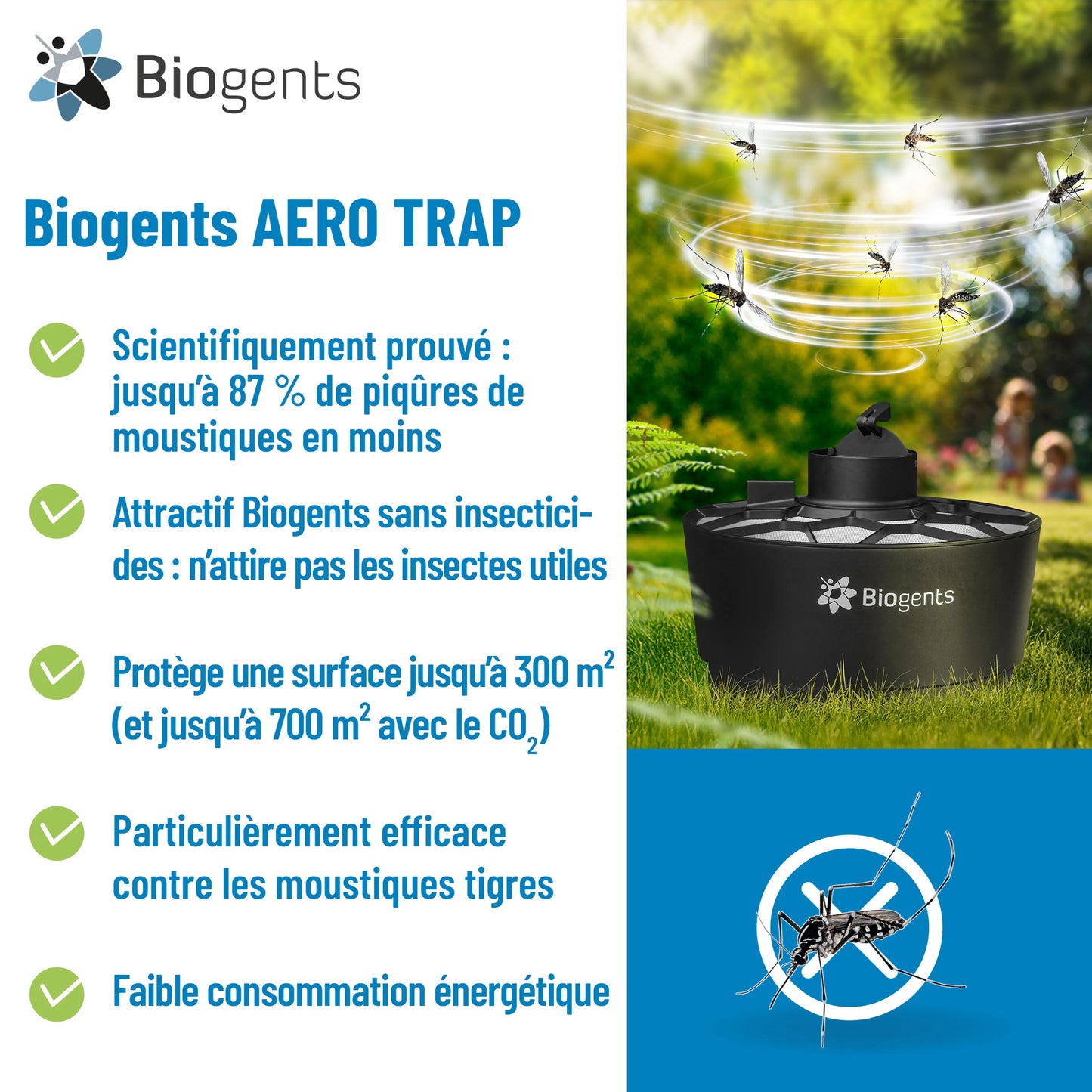 Piège anti-moustique extérieur Aero Trap – Efficace contre le moustique tigre | Biogents