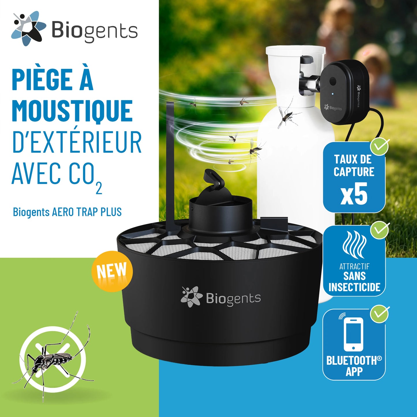 Piège anti-moustique extérieur Aero Trap – Efficace contre le moustique tigre | Biogents
