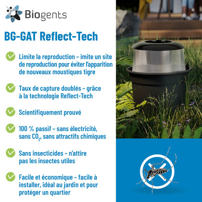 Piège anti-moustique extérieur BG-GAT Reflect-Tech (Lot de 2) – Réduit la reproduction du moustique tigre | Biogents