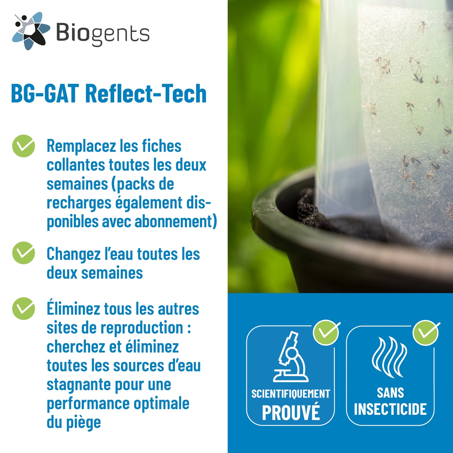 Piège anti-moustique extérieur BG-GAT Reflect-Tech (Lot de 2) – Réduit la reproduction du moustique tigre | Biogents