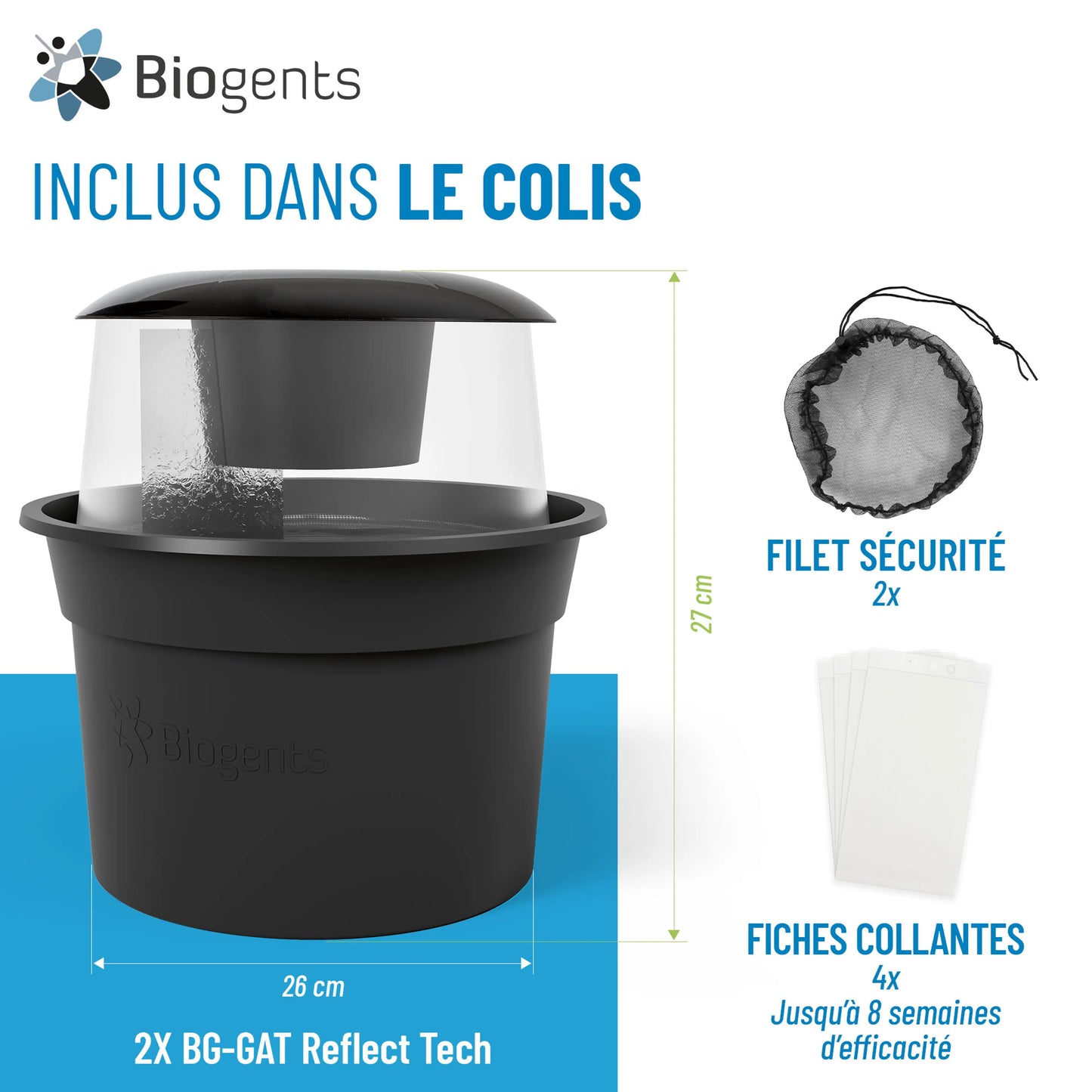 Piège anti-moustique extérieur BG-GAT Reflect-Tech (Lot de 2) – Réduit la reproduction du moustique tigre | Biogents